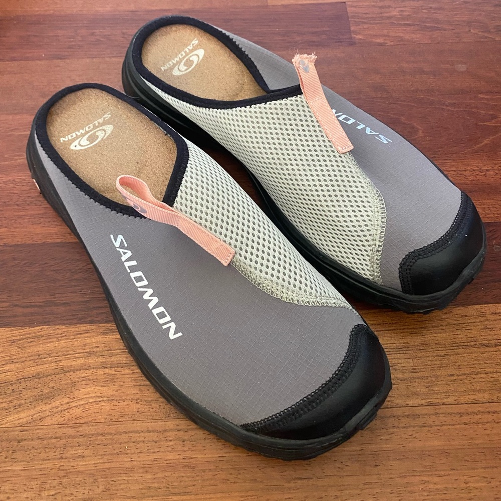 Salomon Gray and Black Mules Sporty Slip-On Clogs